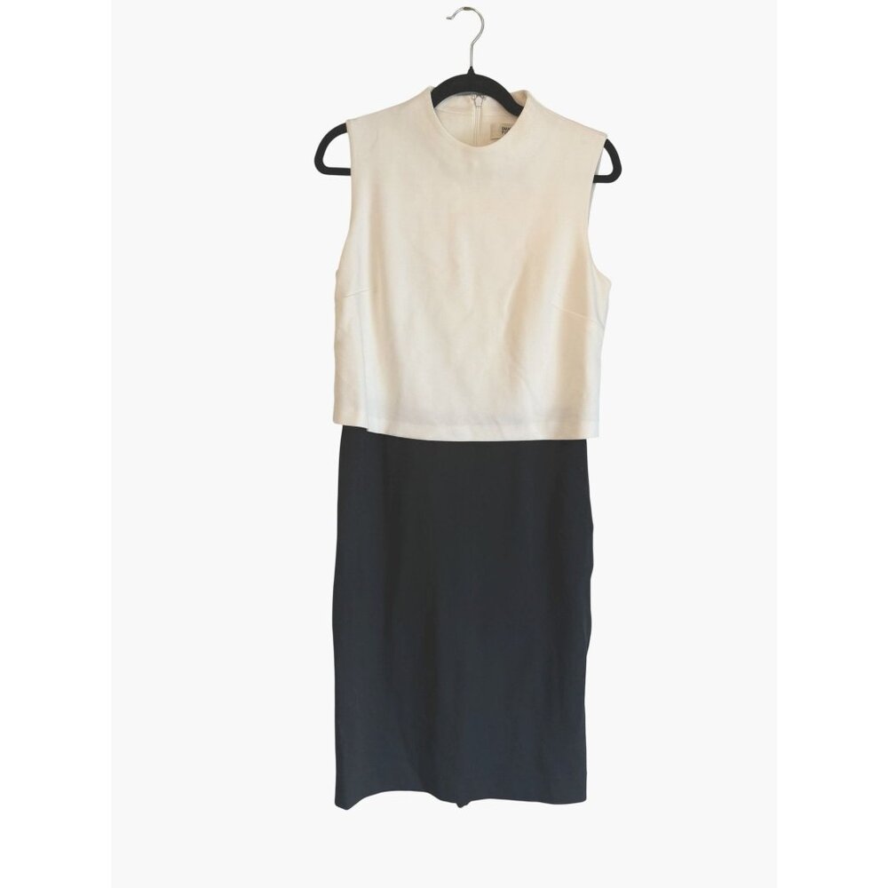 Diane Von Furstenberg White Black Colorblock Popover Sheath Dress Size US 8 [jb]